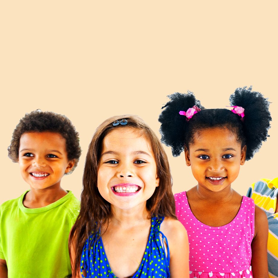 A close-up shot of kids.